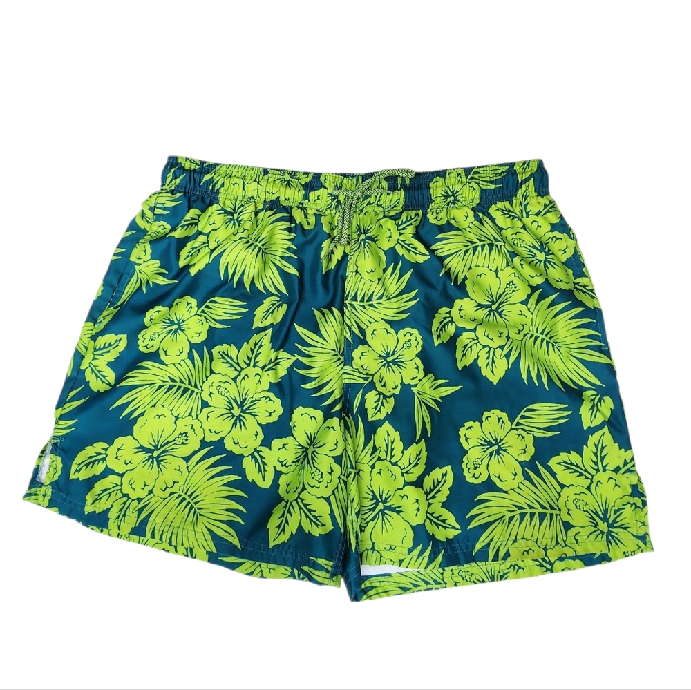 CASCADE SPORT Mens Floral Swim Trunks - Blue and Green Size XL EUC